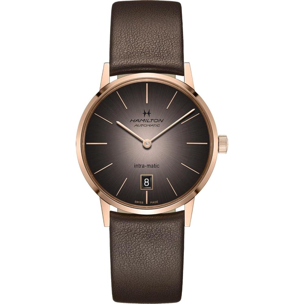 imageHamilton American Classic Automatic Mens Watch 38mm Stainless Steel Case Swiss Made Brown Dial Analog Wrist Watch for Men 50m Waterproof Sapphire Crystal Cow Leather Strap