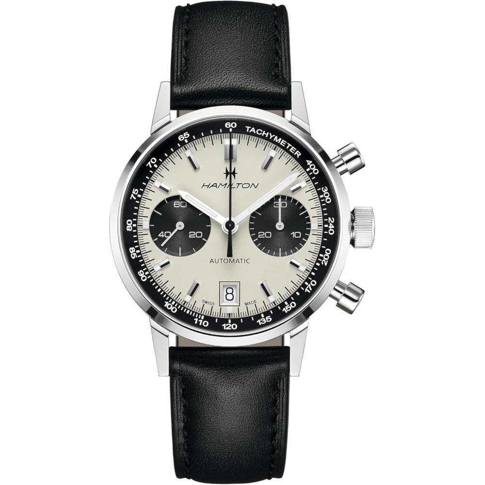imageHamilton American Classic Automatic Mens Watch 40mm Stainless Steel Case Swiss Made White Dial Analog Wrist Watch for Men 100m Waterproof Sapphire Crystal Cow Leather Strap