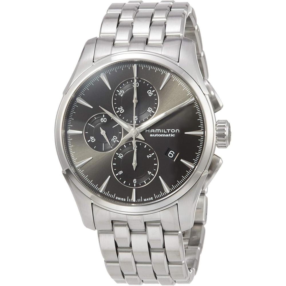 imageHamilton Jazzmaster Automatic Mens Watch 42mm Stainless Steel Case Swiss Made Grey Dial Analog Wrist Watch for Men 100m Waterproof Sapphire Crystal Stainless Steel Strap