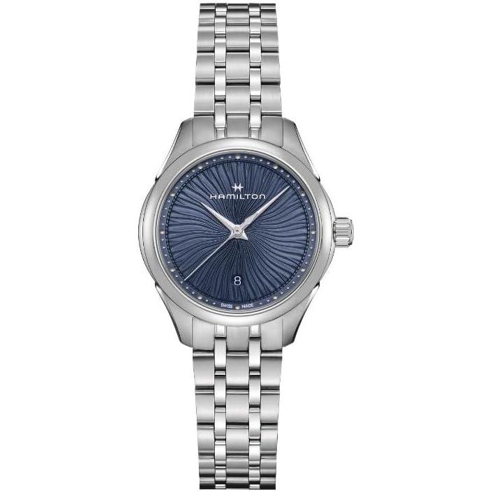 imageHamilton Jazzmaster Lady Quartz Womens Watch 30mm Stainless Steel Case Swiss Made Blue Dial Analog Wrist Watch for Women 50m Waterproof Sapphire Crystal Stainless Steel Strap