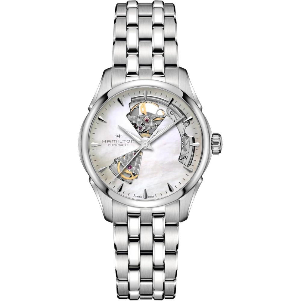 imageHamilton Jazzmaster Open Heart Automatic Womens Watch 36mm Stainless Steel Case Swiss Made Mother of Pearl Dial Analog Wrist Watch 50m Waterproof Sapphire Crystal Stainless Steel Strap