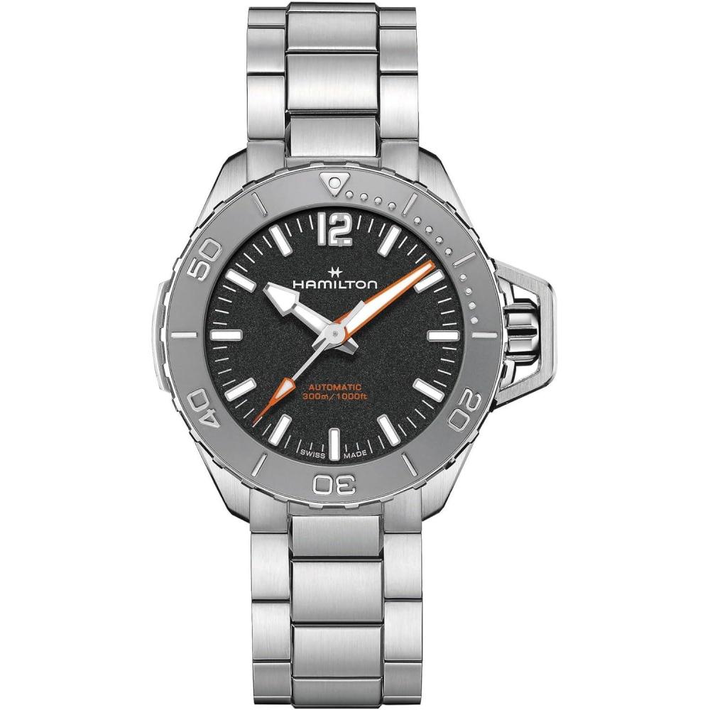 imageHamilton Khaki Navy Automatic Mens Watch 41mm Stainless Steel Case Swiss Made Black Dial Analog Wrist Watch for Men 300m Waterproof Sapphire Crystal 3Hand Movement Stainless Steel Strap