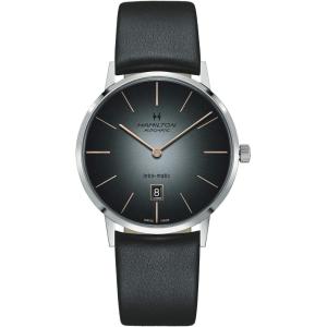 Hamilton American Classic Automatic Men’s Watch, 42mm Stainless Steel Case, Swiss Made, Grey Dial Analog Wrist Watch for Men, 50m Waterproof, Sapphire Crystal, Calf Leather Strap