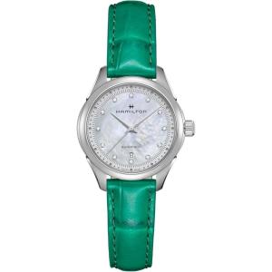 Hamilton Jazzmaster Automatic Women’s Watch, 30mm Stainless Steel Case, Swiss Made, Mother of Pearl Dial Analog Wrist Watch for Women, 50m Waterproof, Sapphire Crystal, Cow Leather Strap