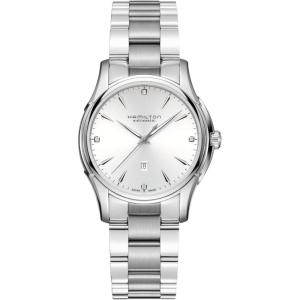 Hamilton Jazzmaster Automatic Women’s Watch, 34mm Stainless Steel Case, Swiss Made, White Dial Analog Wrist Watch for Women, 50m Waterproof, Sapphire Crystal, Stainless Steel Strap