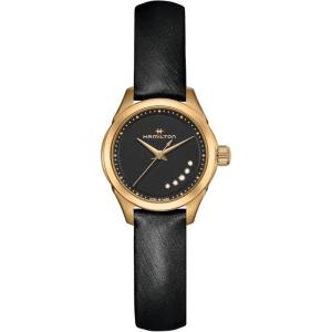 Hamilton Jazzmaster Lady Quartz Women’s Watch, 26mm Stainless Steel Case, Swiss Made, Black Dial Analog Wrist Watch for Women, 50m Waterproof, Sapphire Crystal, Satin Strap