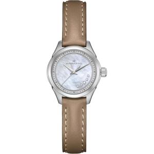 Hamilton Jazzmaster Lady Quartz Women’s Watch, 26mm Stainless Steel Case, Swiss Made, Mother of Pearl Dial Analog Wrist Watch for Women, 50m Waterproof, Sapphire Crystal, Cow Leather Strap
