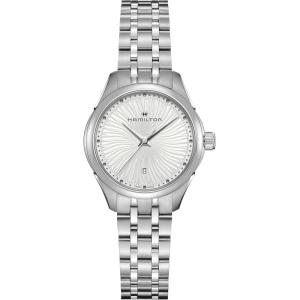 Hamilton Jazzmaster Lady Quartz Women’s Watch, 30mm Stainless Steel Case, Swiss Made, White Dial Analog Wrist Watch for Women, 50m Waterproof, Sapphire Crystal, Stainless Steel Strap