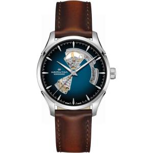 Hamilton Jazzmaster Open Heart Automatic Men’s Watch, 40mm Stainless Steel Case, Swiss Made, Blue Dial Analog Wrist Watch, 50m Waterproof, Sapphire Crystal, 3-Hand Movement, Cow Leather Strap