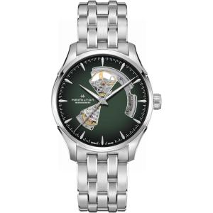 Hamilton Jazzmaster Open Heart Automatic Men’s Watch, 40mm Stainless Steel Case, Swiss Made, Green Dial Analog Wrist Watch, 50m Waterproof, Sapphire Crystal, 3-Hand Movement, Stainless Steel Strap