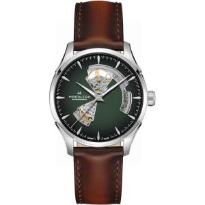 Hamilton Jazzmaster Open Heart Automatic Men’s Watch, 40mm Stainless Steel Case, Swiss Made, Green Dial Analog Wrist Watch, 50m Waterproof, Sapphire Crystal, 3-Hand Movement, Cow Leather Strap
