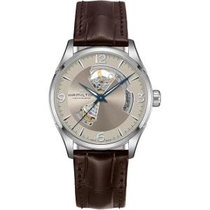 Hamilton Jazzmaster Open Heart Automatic Men’s Watch, 42mm Stainless Steel Case, Swiss Made, Beige Dial Analog Wrist Watch, 50m Waterproof, Sapphire Crystal, 3-Hand Movement, Cow Leather Strap