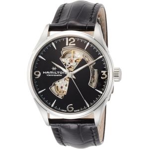 Hamilton Jazzmaster Open Heart Automatic Men’s Watch, 42mm Stainless Steel Case, Swiss Made, Black Dial Analog Wrist Watch, 50m Waterproof, Sapphire Crystal, 3-Hand Movement, Calf Leather Strap