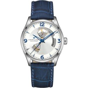 Hamilton Jazzmaster Open Heart Automatic Men’s Watch, 42mm Stainless Steel Case, Swiss Made, Silver Dial Analog Wrist Watch, 50m Waterproof, Sapphire Crystal, 3-Hand Movement, Cow Leather Strap
