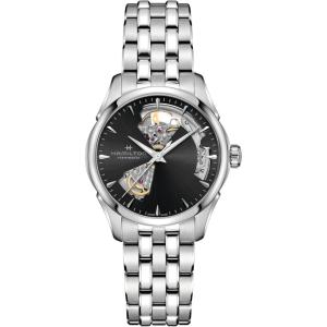 Hamilton Jazzmaster Open Heart Automatic Women’s Watch, 36mm Stainless Steel Case, Swiss Made, Black Dial Analog Wrist Watch, 50m Waterproof, Sapphire Crystal, 3-Hand Movement, Stainless Steel Strap