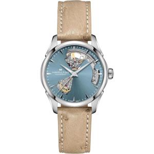 Hamilton Jazzmaster Open Heart Automatic Women’s Watch, 36mm Stainless Steel Case, Swiss Made, Blue Dial Analog Wrist Watch for Women, 50m Waterproof, Sapphire Crystal, Cow Leather Strap
