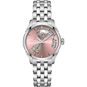 Hamilton Jazzmaster Open Heart Automatic Women’s Watch, 36mm Stainless Steel Case, Swiss Made, Pink Dial Analog Wrist Watch, 50m Waterproof, Sapphire Crystal, 3-Hand Movement, Stainless Steel Strap
