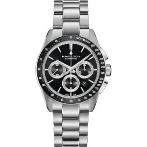 Hamilton Jazzmaster Performer Automatic Men’s Watch, 42mm Stainless Steel Case, Swiss Made, Black Dial Analog Wrist Watch, 100m Waterproof, Sapphire Crystal, Tachymeter, Stainless Steel Strap