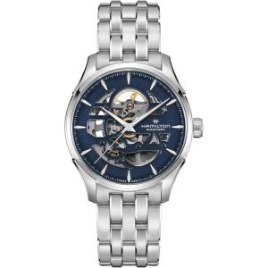 Hamilton Jazzmaster Skeleton Automatic Men’s Watch, 40mm Stainless Steel Case, Swiss Made, Blue Dial Analog Wrist Watch, 50m Waterproof, Sapphire Crystal, 3-Hand Movement, Stainless Steel Strap