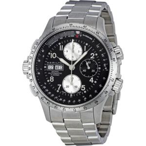 Hamilton Khaki Aviation Automatic Men’s Watch, 44mm Stainless Steel Case, Swiss Made, Black Dial Analog Wrist Watch for Men, 100m Waterproof, Sapphire Crystal, Stainless Steel Strap