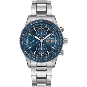 Hamilton Khaki Aviation Automatic Men’s Watch, 44mm Stainless Steel Case, Swiss Made, Blue Dial Analog Wrist Watch for Men, 100m Waterproof, Sapphire Crystal, Stainless Steel Strap