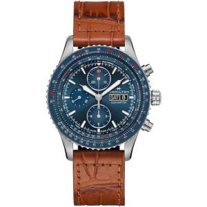 Hamilton Khaki Aviation Automatic Men’s Watch, 44mm Stainless Steel Case, Swiss Made, Blue Dial Analog Wrist Watch for Men, 100m Waterproof, Sapphire Crystal, Cow Leather Strap