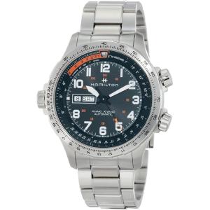 Hamilton Khaki Aviation Automatic Men’s Watch, 45mm Stainless Steel Case, Swiss Made, Black Dial Analog Wrist Watch for Men, 100m Waterproof, Sapphire Crystal, 3-Hand Movement, Stainless Steel Strap