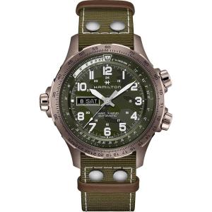 Hamilton Khaki Aviation Automatic Men’s Watch, 45mm Stainless Steel Case, Swiss Made, Green Dial Analog Wrist Watch for Men, 100m Waterproof, Sapphire Crystal, 3-Hand Movement, Textile Strap