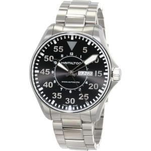 Hamilton Khaki Aviation Automatic Men’s Watch, 46mm Stainless Steel Case, Swiss Made, Black Dial Analog Wrist Watch for Men, 200m Waterproof, Sapphire Crystal, 3-Hand Movement, Stainless Steel Strap
