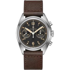 Hamilton Khaki Aviation Pilot Mechanical Men’s Watch, 40mm Stainless Steel Case, Swiss Made, Black Dial Analog Wrist Watch for Men, 100m Waterproof, Sapphire Crystal, Cow Leather Strap