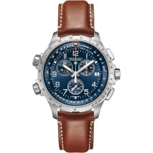 Hamilton Khaki Aviation X Quartz Men’s Watch, 46mm Stainless Steel Case, Swiss Made, Blue Dial Analog Wrist Watch for Men, 100m Waterproof, Sapphire Crystal, Cow Leather Strap