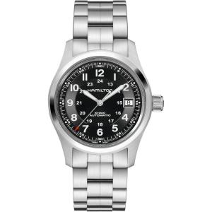 Hamilton Khaki Field Automatic Men’s Watch, 38mm Stainless Steel Case, Swiss Made, Black Dial Analog Wrist Watch for Men, 100m Waterproof, Sapphire Crystal, 3-Hand Movement, Stainless Steel Strap