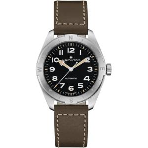 Hamilton Khaki Field Expedition Automatic Men’s Watch, 41mm Stainless Steel Case, Swiss Made, Black Dial Analog Wrist Watch, 100m Waterproof, Sapphire Crystal, 3-Hand Movement, Cow Leather Strap
