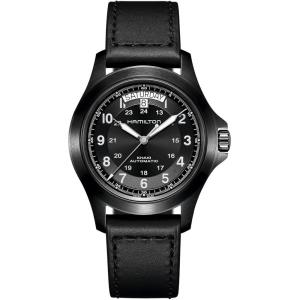 Hamilton Khaki Field King Automatic Men’s Watch, 40mm Stainless Steel Case, Swiss Made, Black Dial Analog Wrist Watch for Men, 50m Waterproof, Sapphire Crystal, Calf Leather Strap