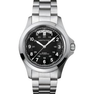Hamilton Khaki Field King Automatic Men’s Watch, 40mm Stainless Steel Case, Swiss Made, Black Dial Analog Wrist Watch for Men, 50m Waterproof, Sapphire Crystal, Stainless Steel Strap