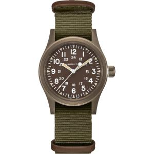 Hamilton Khaki Field Mechanical Men’s Watch, 38mm Stainless Steel Case, Swiss Made, Green Dial Analog Wrist Watch for Men, 50m Waterproof, Sapphire Crystal, Textile Strap