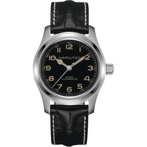 Hamilton Khaki Field Murph Automatic Men’s Watch, 42mm Stainless Steel Case, Swiss Made, Black Dial Analog Wrist Watch for Men, 100m Waterproof, Sapphire Crystal, Cow Leather Strap