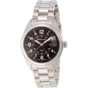 Hamilton Khaki Field Quartz Men’s Watch, 40mm Stainless Steel Case, Swiss Made, Black Dial Analog Wrist Watch for Men, 50m Waterproof, Sapphire Crystal, Stainless Steel Strap