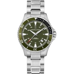 Hamilton Khaki Navy Automatic Men’s Watch, 40mm Stainless Steel Case, Swiss Made, Green Dial Analog Wrist Watch for Men, 100m Waterproof, Sapphire Crystal, 3-Hand Movement, Stainless Steel Strap