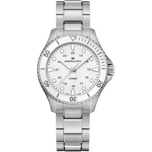 Hamilton Khaki Navy Scuba Quartz Women’s Watch, 37mm Stainless Steel Case, Swiss Made, White Dial Analog Wrist Watch for Women, 100m Waterproof, Sapphire Crystal, Stainless Steel Strap