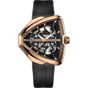 Hamilton Ventura Automatic Men’s Watch, 42mm x 45mm Stainless Steel Case, Swiss Made, Black Dial Analog Wrist Watch for Men, 50m Waterproof, Sapphire Crystal, 3-Hand Movement, Rubber Strap