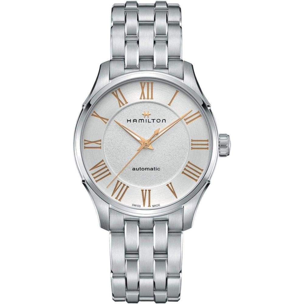 imageHamilton Jazzmaster Automatic Mens Watch 40mm Stainless Steel Case Swiss Made Silver Dial Analog Wrist Watch for Men 50m Waterproof Sapphire Crystal 3Hand Movement Strap