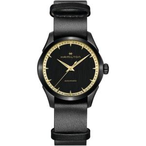 Hamilton Jazzmaster Automatic Men’s Watch, 36mm Stainless Steel Case, Swiss Made, Black Dial Analog Wrist Watch for Men, 50m Waterproof, Sapphire Crystal, 3-Hand Movement, Cow Leather Strap