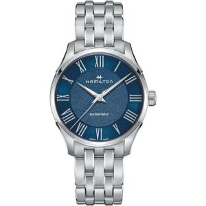 Hamilton Jazzmaster Automatic Men’s Watch, 40mm Stainless Steel Case, Swiss Made, Blue Dial Analog Wrist Watch for Men, 50m Waterproof, Sapphire Crystal, 3-Hand Movement, Strap