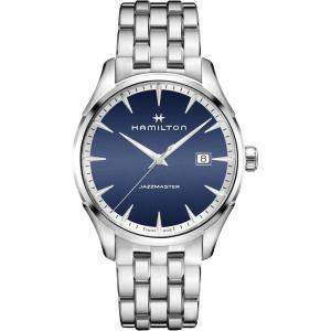 Hamilton Jazzmaster Gent Quartz Men’s Watch, 40mm Stainless Steel Case, Swiss Made, Blue Dial Analog Wrist Watch for Men, 50m Waterproof, Sapphire Crystal, Stainless Steel Strap