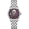 imageHamilton Jazzmaster Skeleton Automatic Womens Watch 36mm Stainless Steel Case Swiss Made Purple Dial Analog Wrist Watch 50m Waterproof Sapphire Crystal 3Hand Movement Stainless Steel Strap