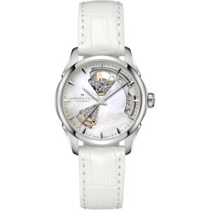 Hamilton Jazzmaster Open Heart Automatic Women’s Watch, 36mm Stainless Steel Case, Swiss Made, Mother of Pearl Dial Analog Wrist Watch, 50m Waterproof, Sapphire Crystal, Cow Leather Strap