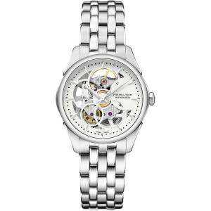 Hamilton Jazzmaster Skeleton Automatic Women’s Watch, 36mm Stainless Steel Case, Swiss Made, White Dial Analog Wrist Watch, 50m Waterproof, Sapphire Crystal, 3-Hand Movement, Stainless Steel Strap