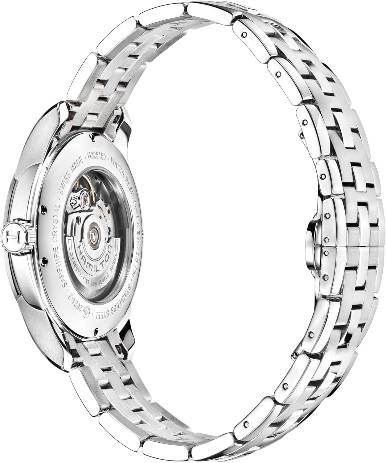 imageHamilton Jazzmaster Automatic Mens Watch 40mm Stainless Steel Case Swiss Made Black Dial Analog Wrist Watch for Men 50m Waterproof Sapphire Crystal 3Hand Movement Stainless Steel Strap