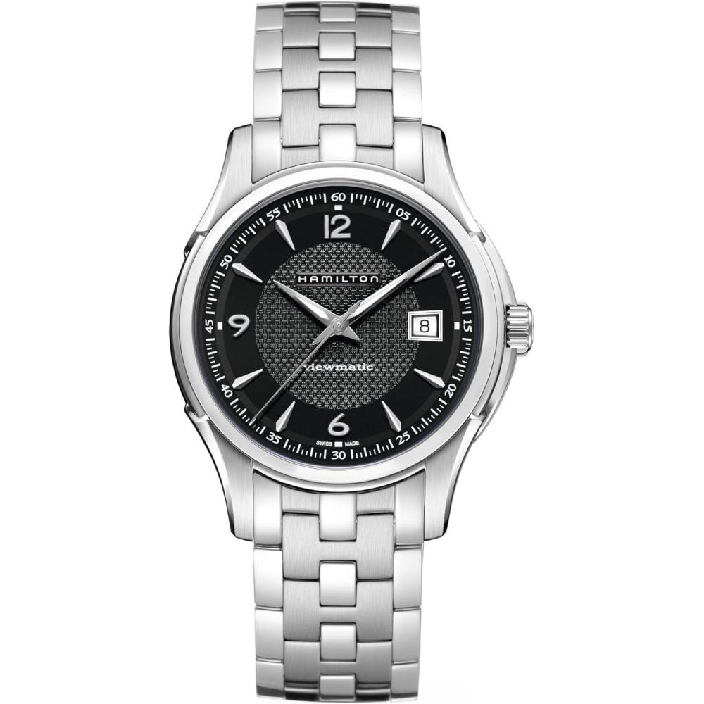 imageHamilton Jazzmaster Automatic Mens Watch 40mm Stainless Steel Case Swiss Made Black Dial Analog Wrist Watch for Men 50m Waterproof Sapphire Crystal 3Hand Movement Stainless Steel Strap